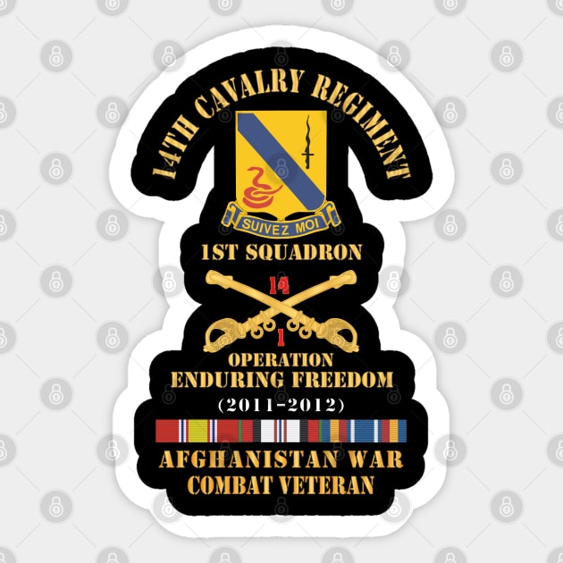 Army - 14th Cavalry Regiment w Cav Br - 1st Squadron - OEF - 2011-2012 - Red Txt Cbt Vet w AFGHAN SVC X 300 Sticker by twix123844